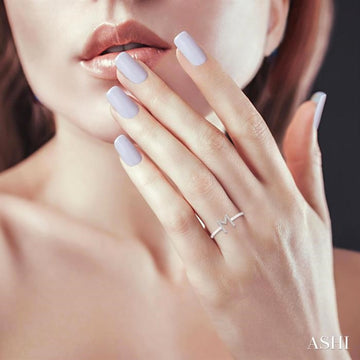 1/20 Ctw Initial 'M' Round Cut Diamond Fashion Ring in 10K White Gold